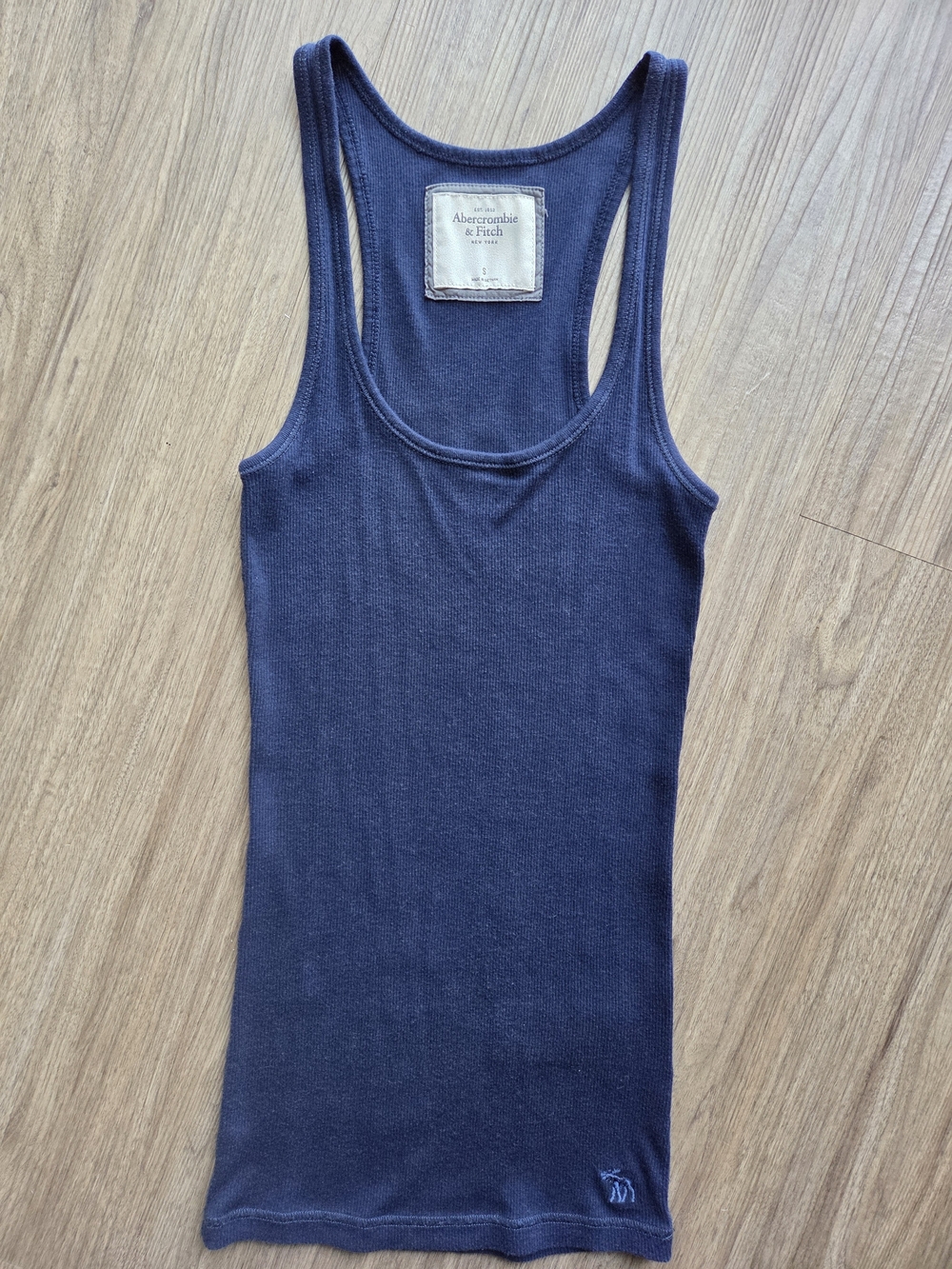 Vintage Abercrombie & Fitch Y2K Ribbed Tank Top Navy S 138196112